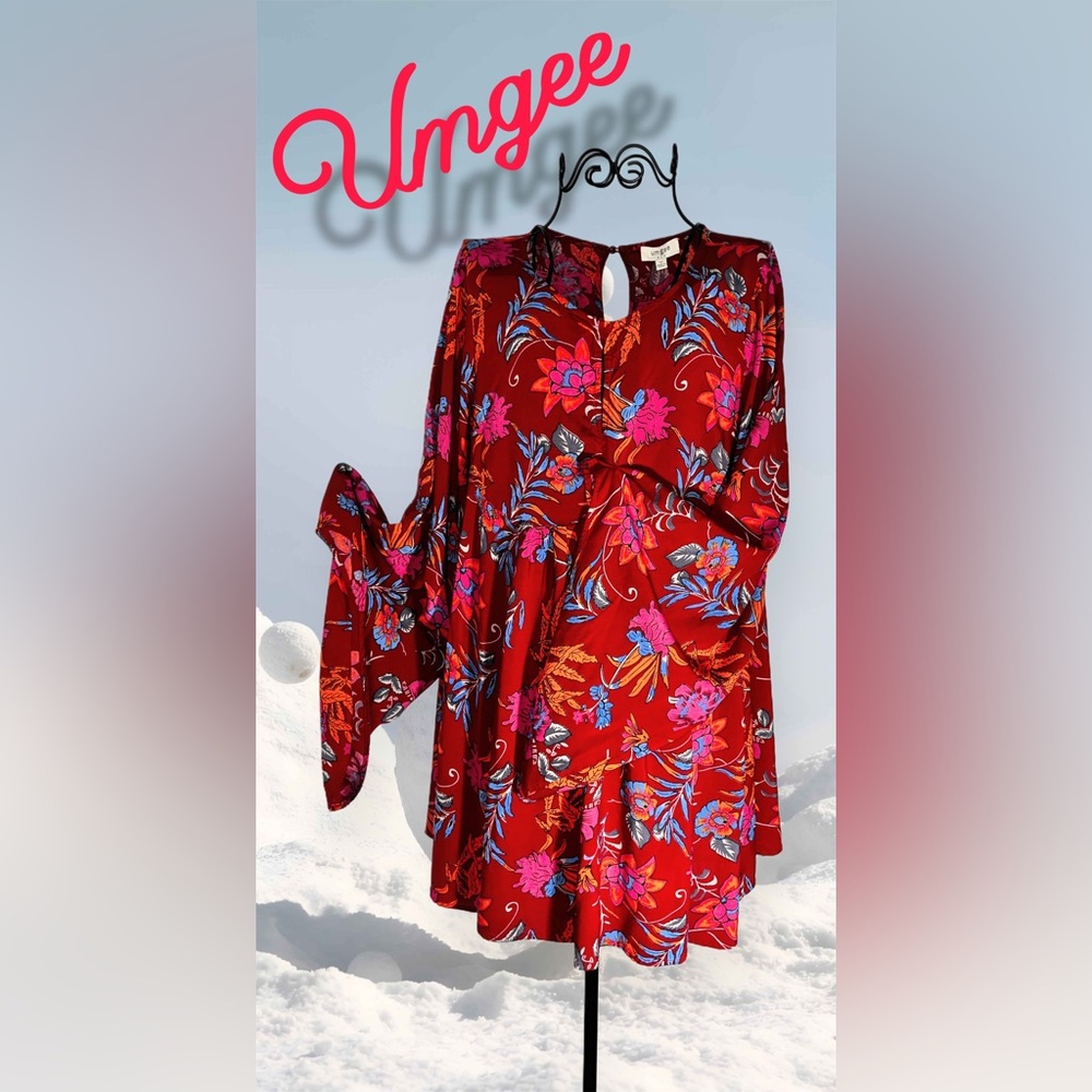 Floral Red and Pink Tunic Blouse